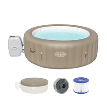 Aufblasbarer Whirlpool Lay-Z-Spa Palm Springs mit Pumpe, Abdeckung, ChemConnect Chemikaliendosierer und Filterkartusche.