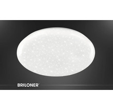 Runde LED-Deckenleuchte mit Sternenhimmel-Effekt. Briloner Logo.