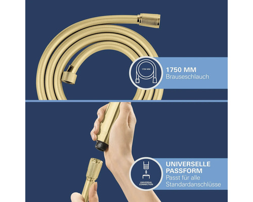 Brauseschlauch mit einer Länge von 1750 Millimeter und universeller Passform für Standardanschlüsse.