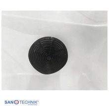 Rundes schwarzes Abflusssieb für Waschbecken oder Duschen von Sanotechnik.