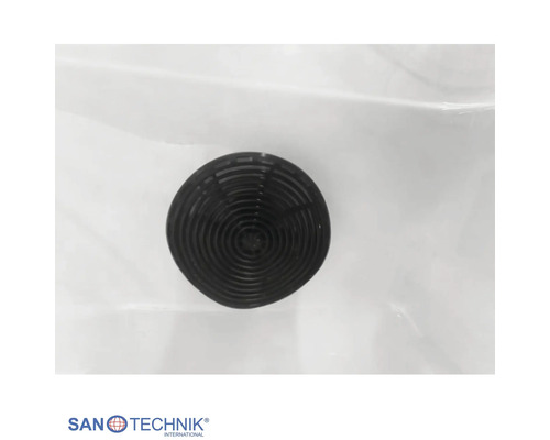 Rundes schwarzes Abflusssieb für Waschbecken oder Duschen von Sanotechnik.