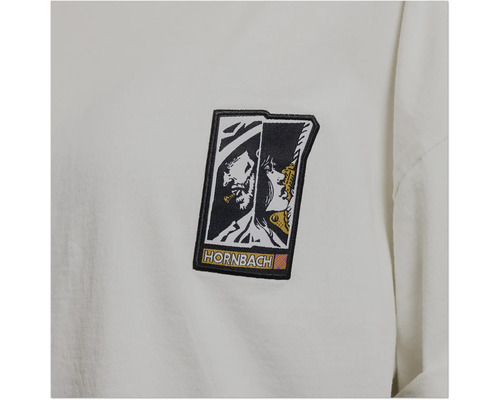 Hornbach Logo Aufnäher mit Illustration auf einem Textil.