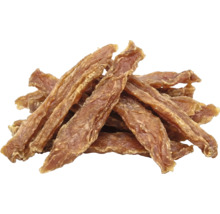 Hundesnack aus getrockneten Fleischstreifen.