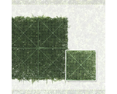 Rückseite einer künstlichen Hecke aus Kunststoff mit Gitterstruktur zur Befestigung.