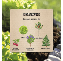 Einsatzzweck für Gemüse, Obstbäume, Beerensträucher, Zierbäume und Sträucher sowie Nadelgehölze.