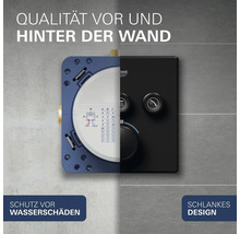 Grohe Rapido SmartBox Unterputz-Einheit und Grohtherm SmartControl Thermostat mit schlankem Design, Schutz vor Wasserschäden und Grohe Logo.