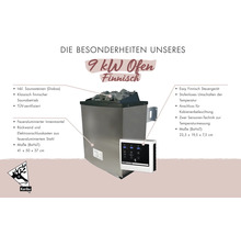 Karibu 9 Kilowatt Saunaofen Finnisch inklusive Saunasteinen und digitalem Steuergerät.