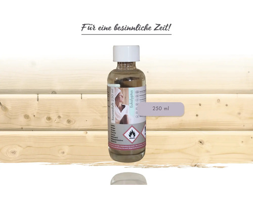 Saunaduft Eukalyptus in einer 250 Milliliter Flasche.