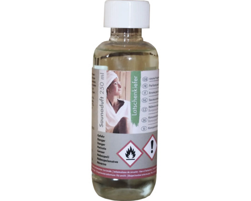 Saunaduft Latschenkiefer in einer 250 Milliliter Flasche.