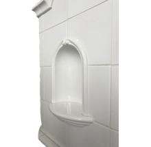 Weiße Fliesennische mit bogenförmigem Design als Ablage für Badezimmer