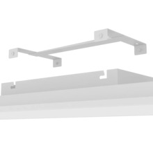 Montagerahmen für LED Panels zur Deckenmontage, Metallkonstruktion mit Befestigungslöchern und Halterung für Leuchtengehäuse.