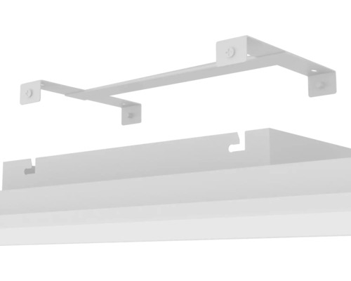 Montagerahmen für LED Panels zur Deckenmontage, Metallkonstruktion mit Befestigungslöchern und Halterung für Leuchtengehäuse.
