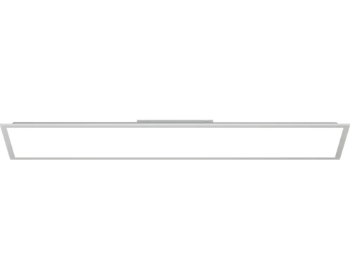Flaches, rechteckiges LED-Panel mit silberfarbenem Rahmen für die Deckenmontage.