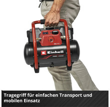 Einhell Akku-Kompressor mit Tragegriff für den einfachen Transport und mobilen Einsatz.