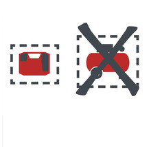 Symbol für kleine Geräte geeignet, für große Kompressoren ungeeignet.