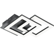 Moderne LED-Deckenleuchte mit zwei ineinandergreifenden quadratischen Rahmen und einer quadratischen Montagebasis.