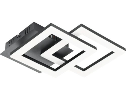 Moderne LED-Deckenleuchte mit zwei ineinandergreifenden quadratischen Rahmen und einer quadratischen Montagebasis.