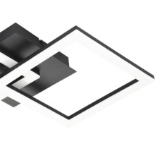 Moderne LED-Deckenleuchte in Schwarz und Weiß mit geometrischen, quadratischen Rahmen.