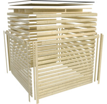 Bausatz für eine Mülltonnenbox aus Holz in Elementbauweise zur Selbstmontage.
