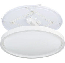 Runde LED-Deckenleuchte inklusive Innenansicht der LED-Module und montierter Abdeckung.