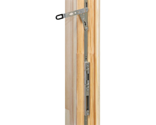 Fensteraussteller aus Metall an einem Holzfensterrahmen montiert.