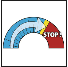 Warnsymbol für den Stopp-Punkt oder die maximale Grenze.