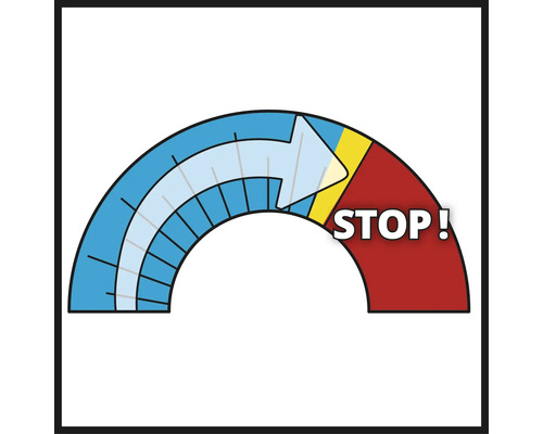 Warnsymbol für den Stopp-Punkt oder die maximale Grenze.