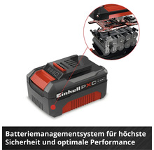 Einhell Power X-Change Akku 4,0 Ah mit Detailansicht des internen Batteriemanagementsystems und der Akkuzellen.