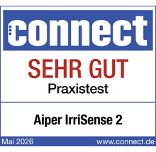 connect Logo, Testurteil sehr gut im Praxistest für Aiper IrriSense 2, Mai 2026.