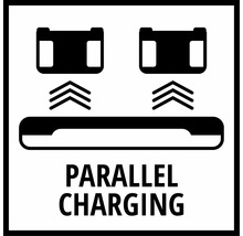 Symbol für paralleles Laden von zwei Akkus gleichzeitig.