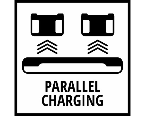 Symbol für paralleles Laden von zwei Akkus gleichzeitig.