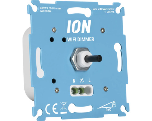 ION WLAN Dimmer Einsatz für LED Lampen mit 200 Watt Leistung, geeignet für 220 bis 240 Volt Wechselspannung.