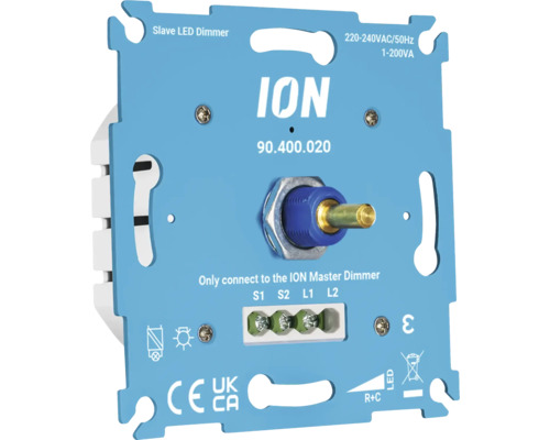 ION Slave LED Dimmer Einsatz 220 bis 240 Volt mit Drehregler für den Einbau in Unterputzdosen