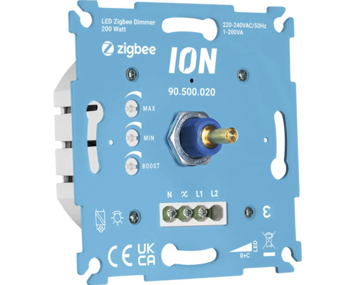 ION LED Zigbee Dimmer 200 Watt mit Drehregler und Anschlussklemmen für Unterputzmontage