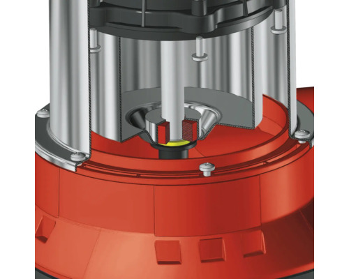 Technische Detailzeichnung einer Pumpe mit Gleitringdichtung und Motorwelle im Querschnitt.