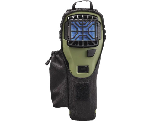 Mobiler Mückenschutz in einer Textilholster mit Trageschlaufe für den Outdoor Bereich.