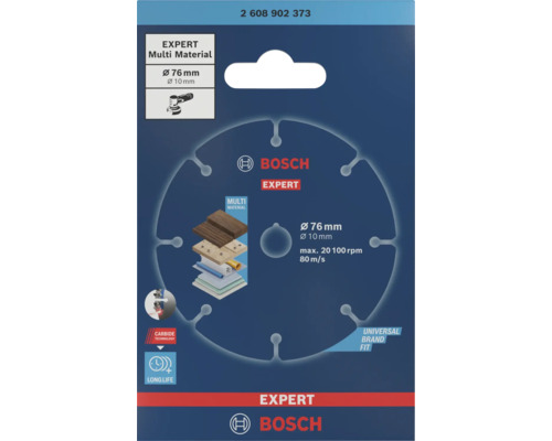 Bosch Expert Multi Material Trennscheibe 76 Millimeter Durchmesser mit 10 Millimeter Bohrung für Winkelschleifer in Blisterverpackung