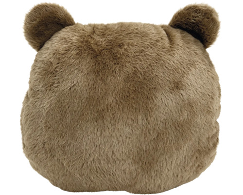 Weiches Plüschkissen in Form eines Bärenkopfes mit Struktur.