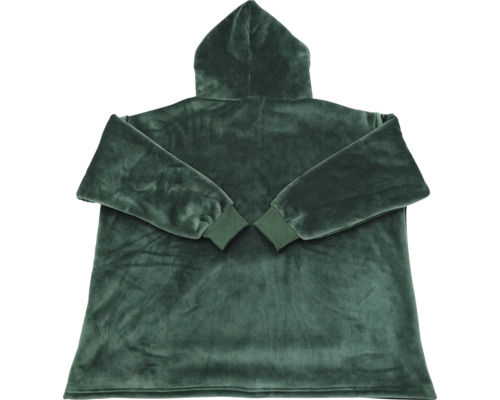 Ein übergroßer Kuschelpullover mit Kapuze aus weichem Plüschmaterial.