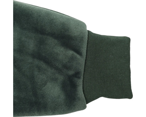 Ärmelbündchen einer Arbeitsjacke mit elastischem Rippstrickabschluss aus weichem Veloursmaterial