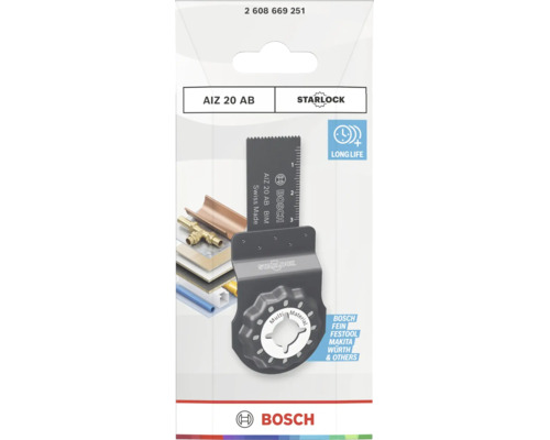 Bosch Starlock Tauchsägeblatt AIZ 20 AB für Multifunktionswerkzeuge zum Schneiden von Metall und Holz in Industriequalität.