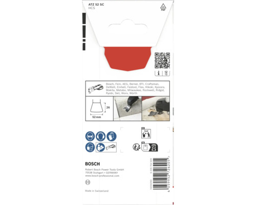 Bosch ATZ 52 SC HCS Tauchsägeblatt für Multifunktionswerkzeuge, kompatibel mit gängigen Marken, für Mörtel- und Fliesenkleberreste.
