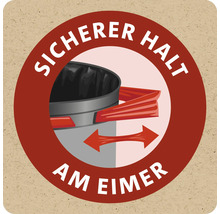 Symbolbild für den sicheren Halt von Müllbeuteln am Eimerrand.