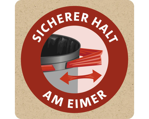 Symbolbild für den sicheren Halt von Müllbeuteln am Eimerrand.