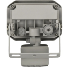 Rueckseite eines LED Strahlers mit Bewegungsmelder und Montagebuegel aus Metall zur Wandmontage