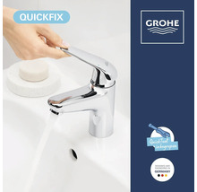 Grohe Waschtischarmatur QuickFix mit Einhandmischer, aus Metall, mit mitgeliefertem Montagewerkzeug, Grohe Logo, Designed and Engineered in Germany