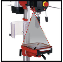 Tischbohrmaschine mit integrierter Laseranzeige zur präzisen Markierung der Bohrposition auf dem Arbeitstisch.