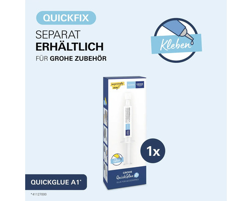 Grohe QuickGlue A1 Kleber für Badzubehör in einer Tube mit 1 Stück Inhalt für einfache Montage ohne Bohren.