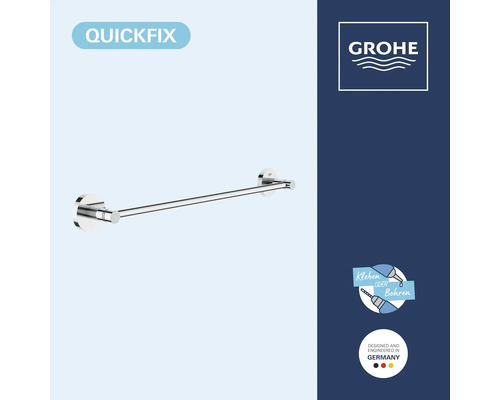 Grohe Handtuchhalter aus Metall zur Wandmontage durch Kleben oder Bohren inklusive Grohe Logo und Quickfix Technologie.
