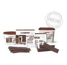 Elabrick Riemchen Set mit Haftmörtel, Grundierung, Eckriemchen und flachen Riemchen zur Wandverkleidung.